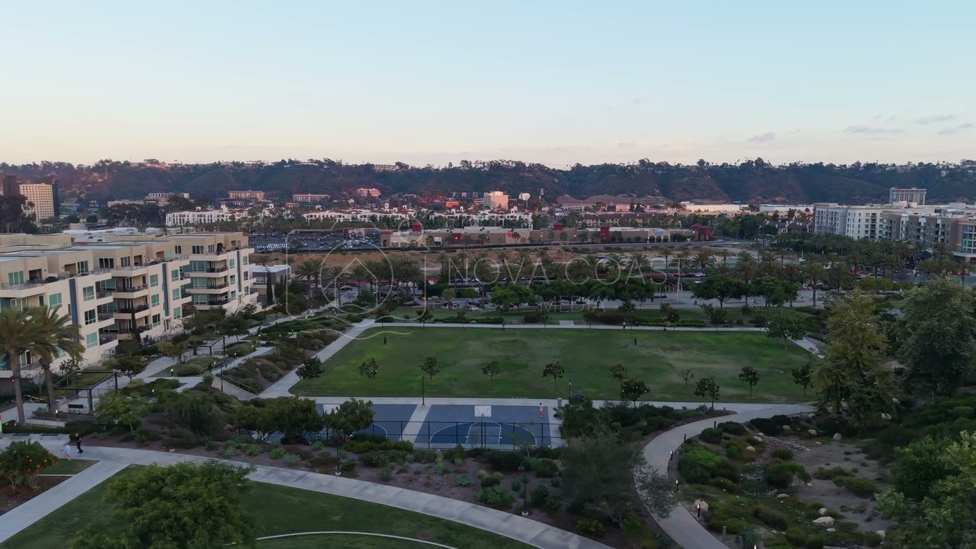 Civita Park Playground and Green Space Framed by Mission Valley Hills – Overhead Detail