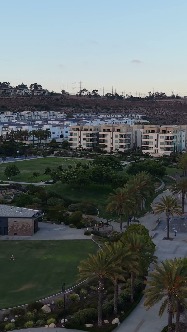 Civita Park Great Lawn and Flag Court Beside the Palm Promenade – Elevated Perspective (Vertical)