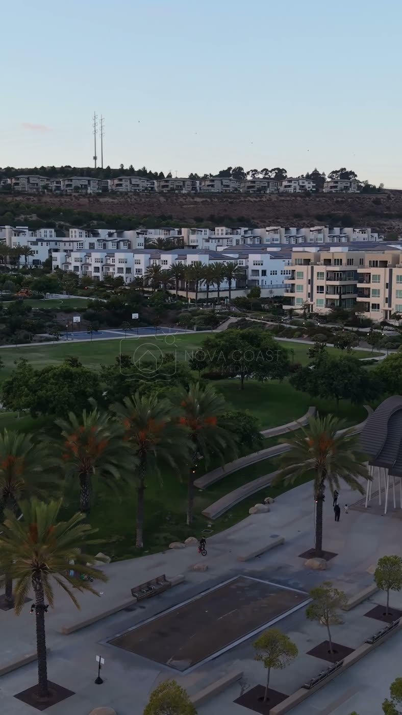 Civita Park Great Lawn and Flag Court Beside the Palm Promenade – Overhead Detail (Vertical)