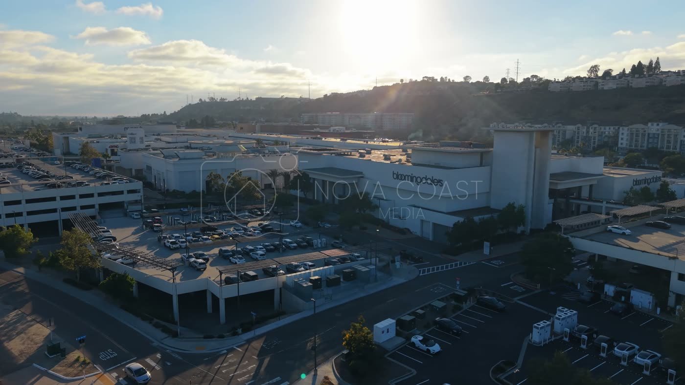 Aerial Approach to Bloomingdale’s at Fashion Valley Mall – Wide Establishing Frame