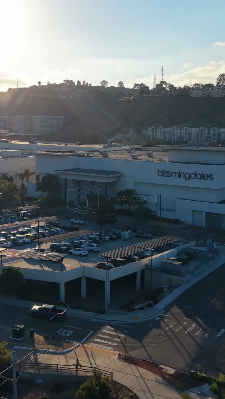 Aerial Approach to Bloomingdale’s at Fashion Valley Mall – Aerial View (Vertical)