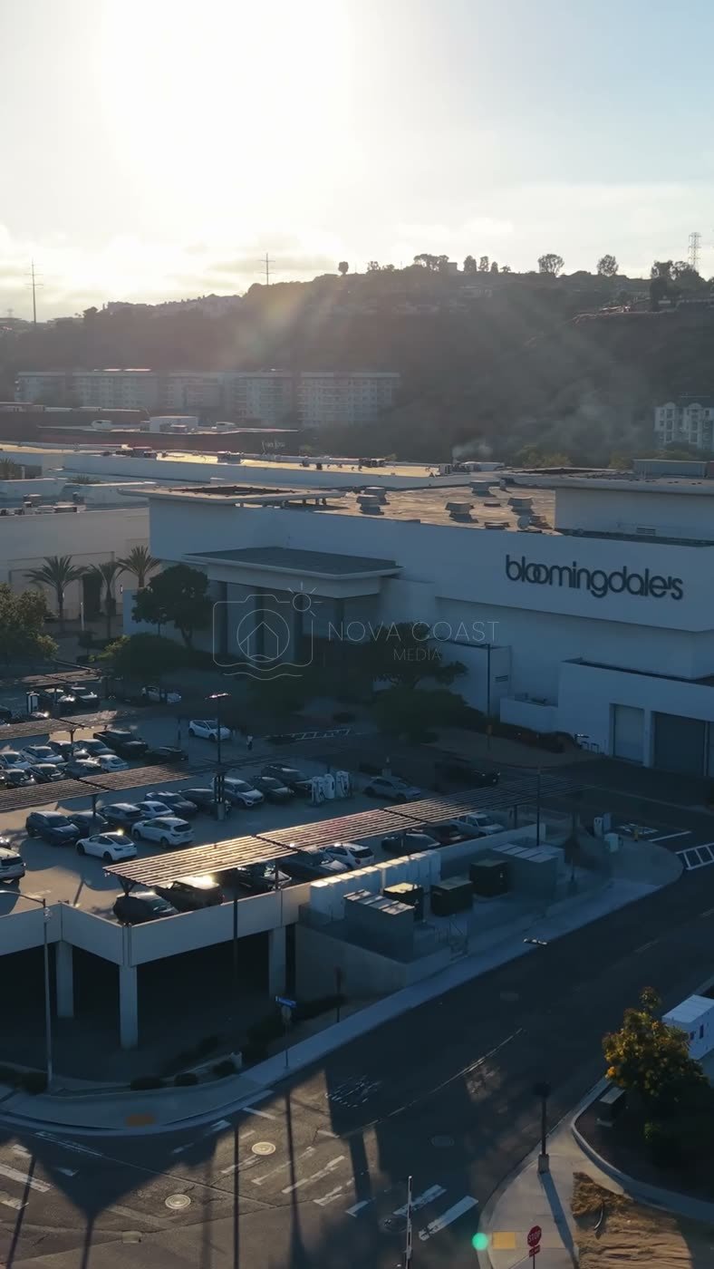 Aerial Approach to Bloomingdale’s at Fashion Valley Mall – Elevated Perspective (Vertical)
