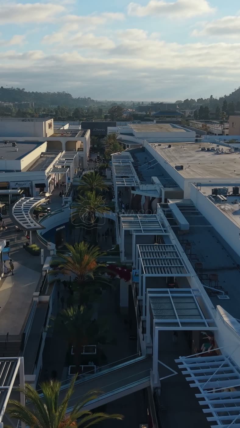 Open-Air Promenade Between Macy’s and Neiman Marcus at Fashion Valley – Wide Establishing Frame (Vertical)