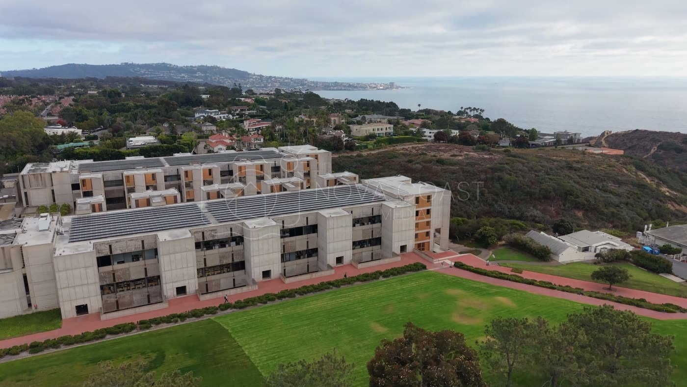 Salk Institute’s Twin Concrete Wings Above the La Jolla Bluffs – Aerial View
