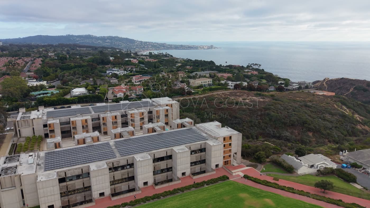 Salk Institute’s Twin Concrete Wings Above the La Jolla Bluffs – Elevated Perspective