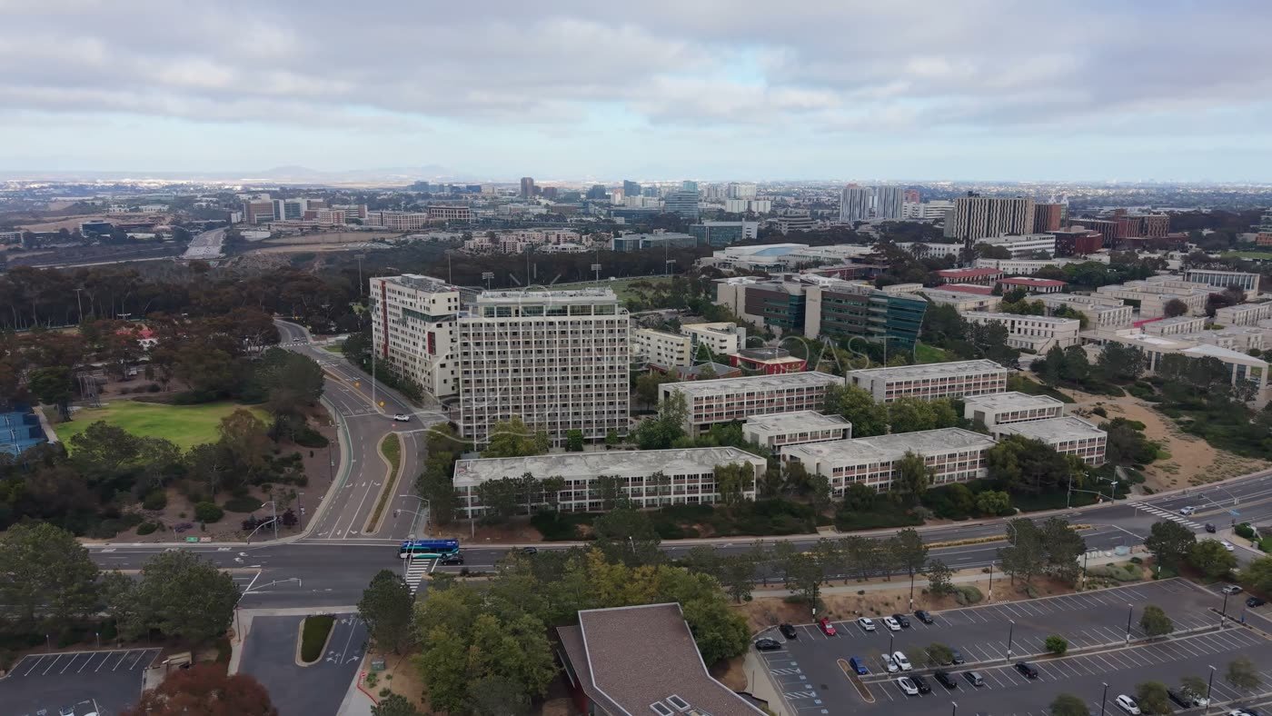 UC San Diego Campus and Residential Towers Beside the Salk Institute – Elevated Perspective