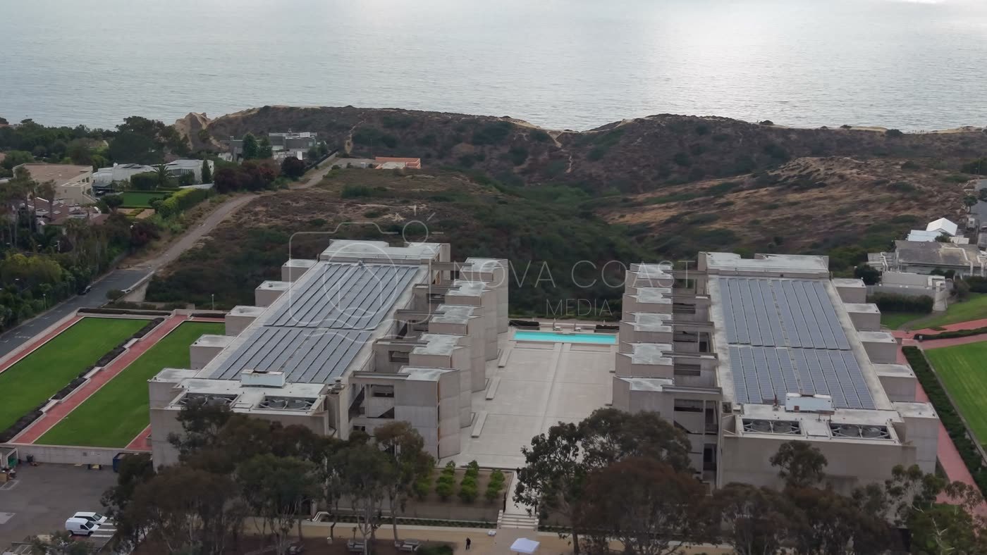 Aerial Profile of the Salk Institute Above La Jolla Shores – Soft Light Frame