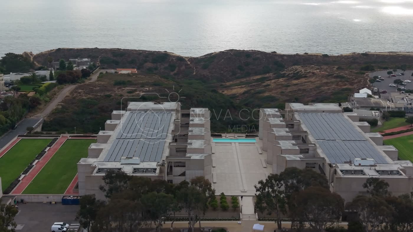Aerial Profile of the Salk Institute Above La Jolla Shores – Low Drone Approach