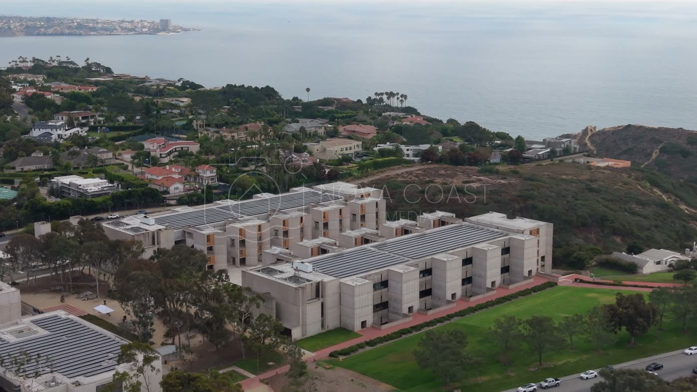 Aerial Profile of the Salk Institute Above La Jolla Shores – Overhead Detail