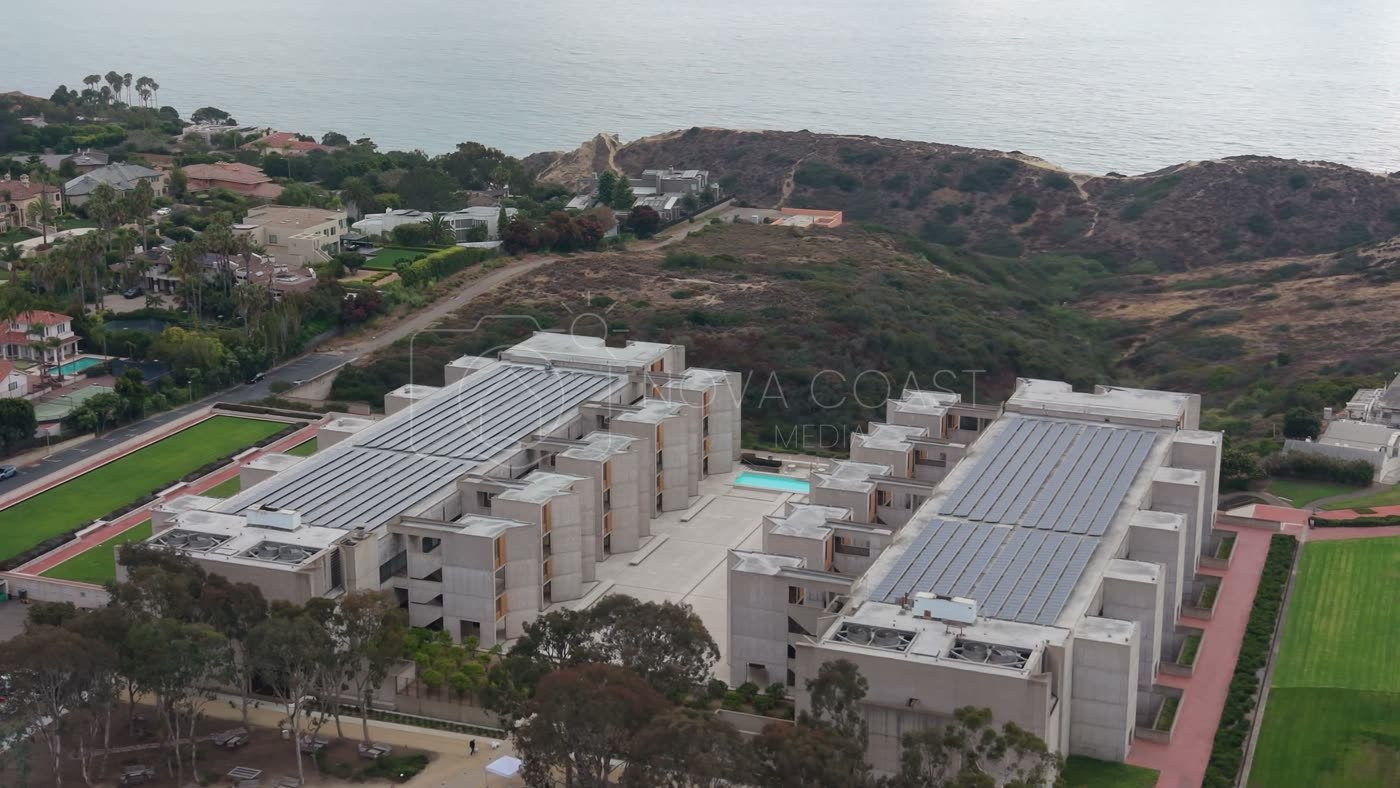 Aerial Profile of the Salk Institute Above La Jolla Shores – Coastal Perspective