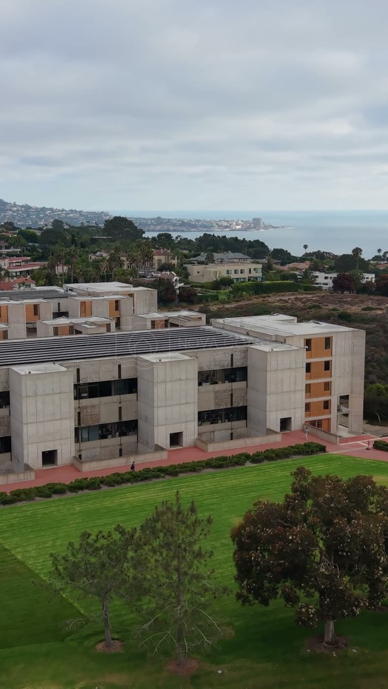 Salk Institute Brutalist Laboratories Overlooking the La Jolla Coast – Overhead Detail (Vertical)