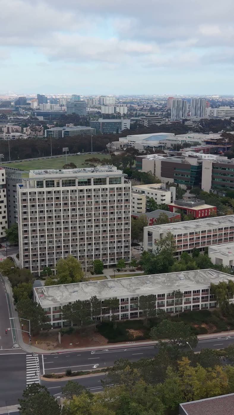 UC San Diego Campus and Residential Towers Beside the Salk Institute – Overhead Detail (Vertical)