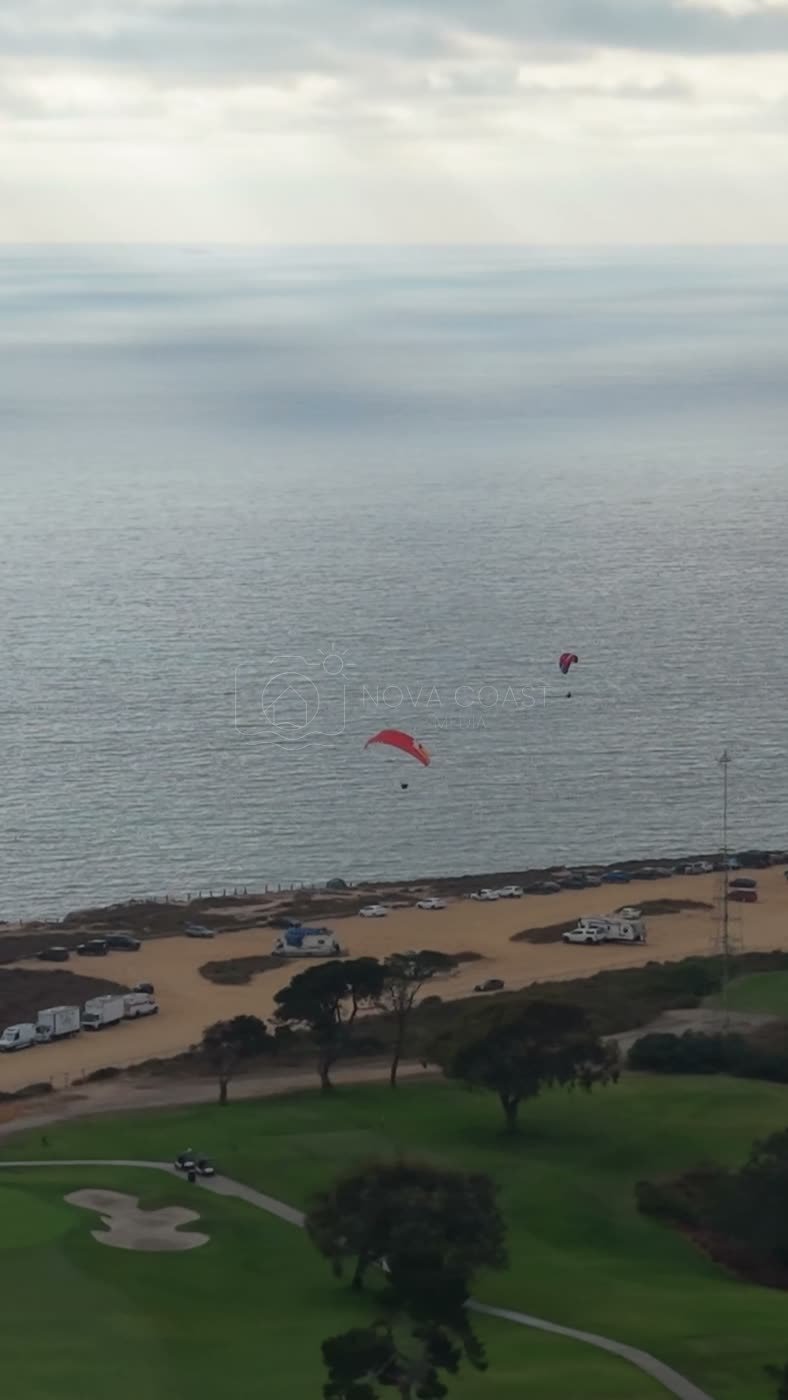 Paragliders Soaring Over the Pacific at Torrey Pines Gliderport – Overhead Detail (Vertical)