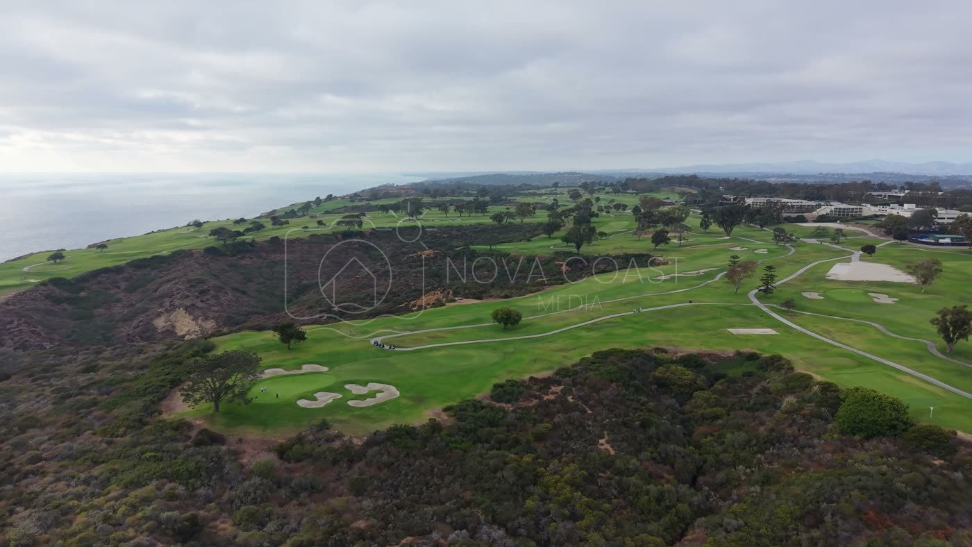 Sweeping View of Torrey Pines Golf Course and the Coastal Canyons – Wide Establishing Frame