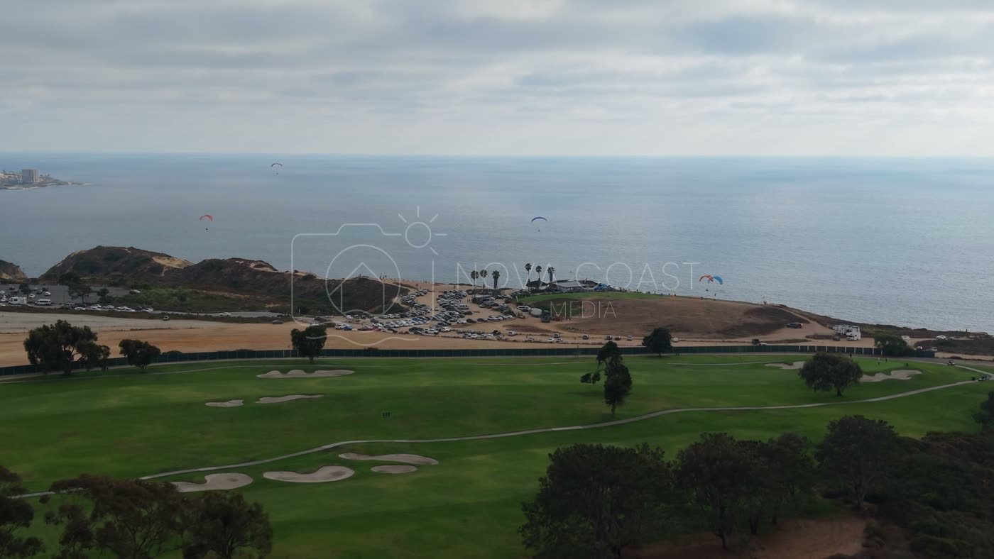 Torrey Pines Fairways with Paragliders Drifting Over the Sea – Elevated Perspective