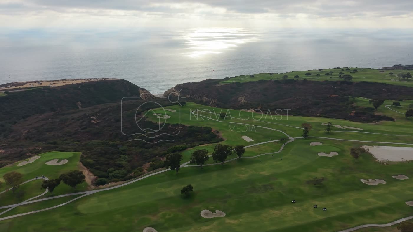 Clifftop Fairways of Torrey Pines Overlooking the Sunlit Pacific – Overhead Detail