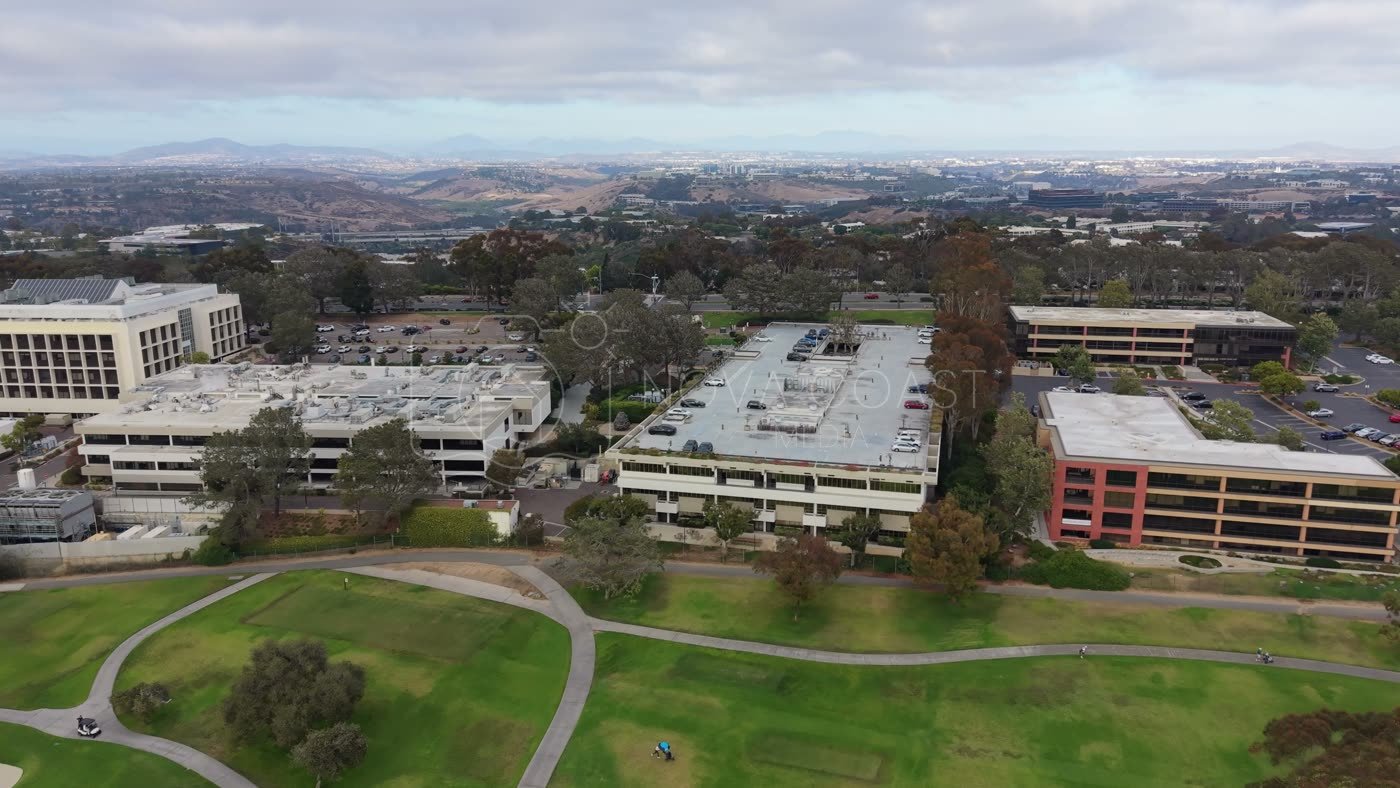 Torrey Pines Greens Beside the Science Park and Mesa Skyline – Overhead Detail