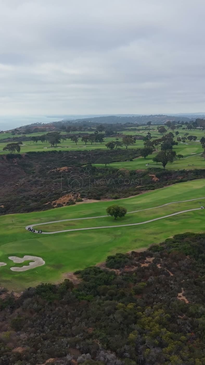 Sweeping View of Torrey Pines Golf Course and the Coastal Canyons – Wide Establishing Frame (Vertical)