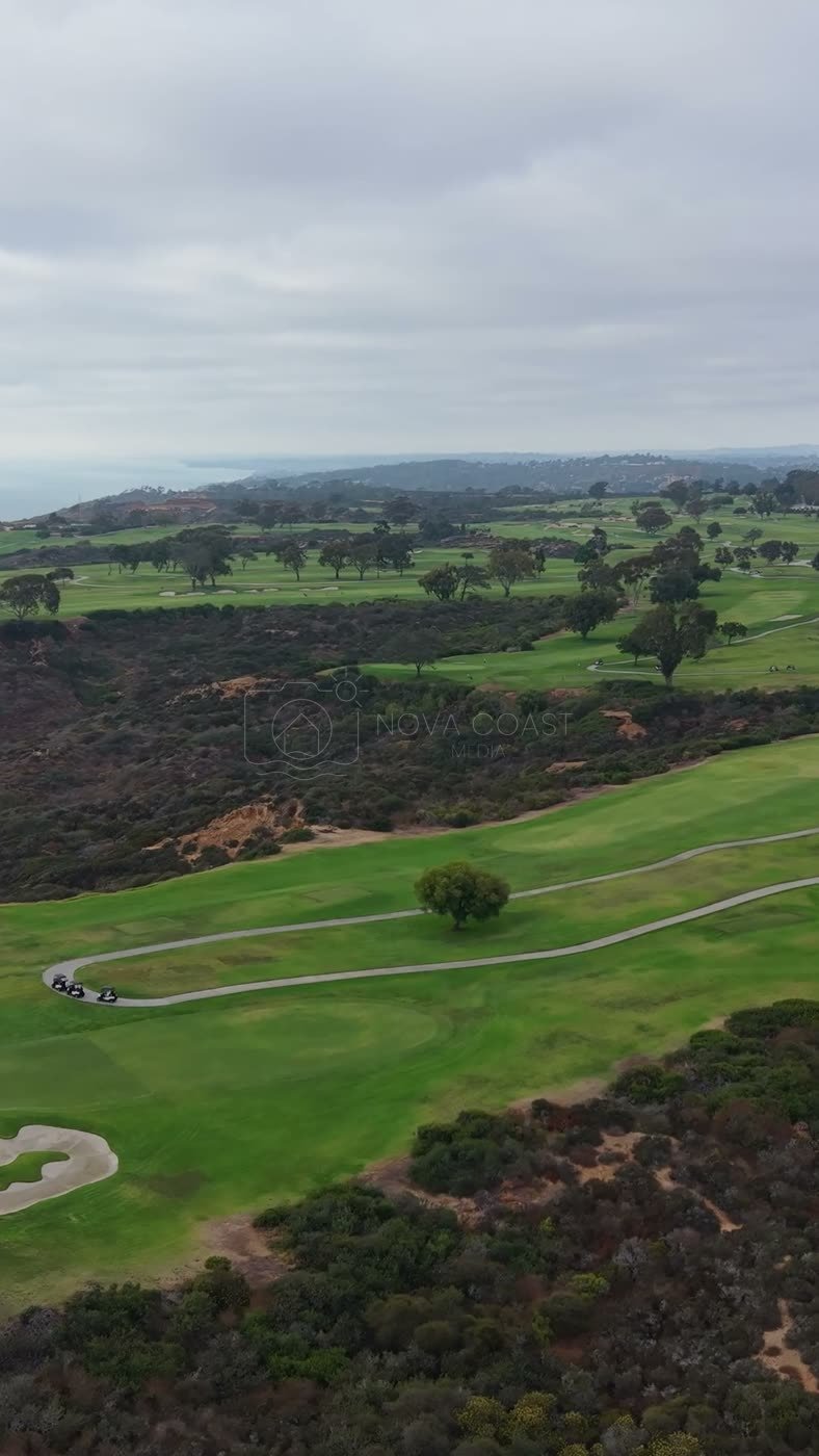 Sweeping View of Torrey Pines Golf Course and the Coastal Canyons – Overhead Detail (Vertical)
