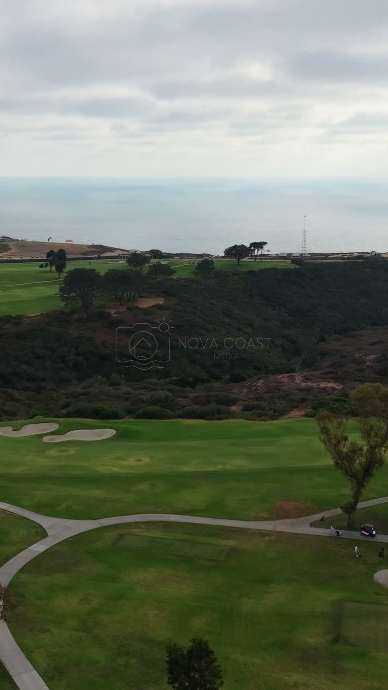 Torrey Pines Course and the Coastal Headland Under Soft Overcast – Aerial View (Vertical)