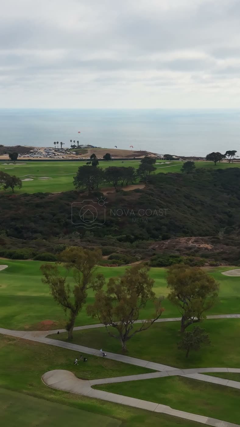 Torrey Pines Course and the Coastal Headland Under Soft Overcast – Overhead Detail (Vertical)