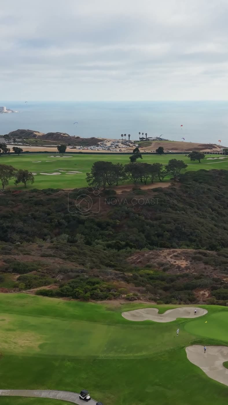 Torrey Pines Course and the Coastal Headland Under Soft Overcast – Cinematic Drone Angle (Vertical)