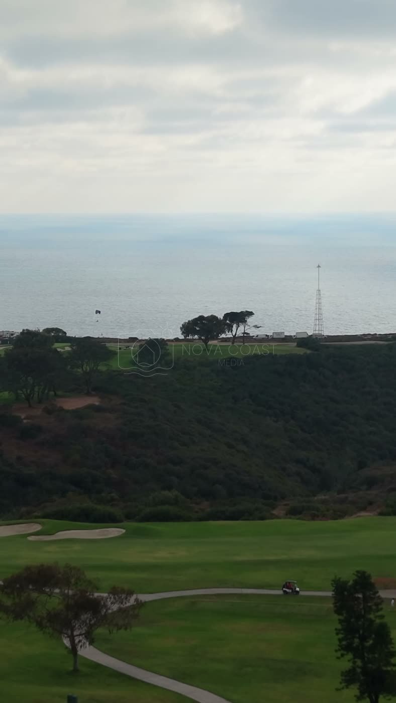 Distant Paragliders Over the Pacific Beyond Torrey Pines Fairways – Elevated Perspective (Vertical)