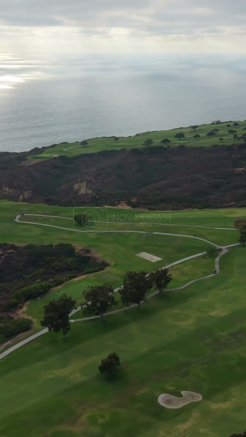 Clifftop Fairways of Torrey Pines Overlooking the Sunlit Pacific – Elevated Perspective (Vertical)