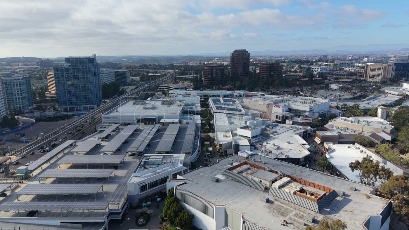 Westfield UTC Mall Complex and Solar Parking Decks from the Air – Elevated Perspective