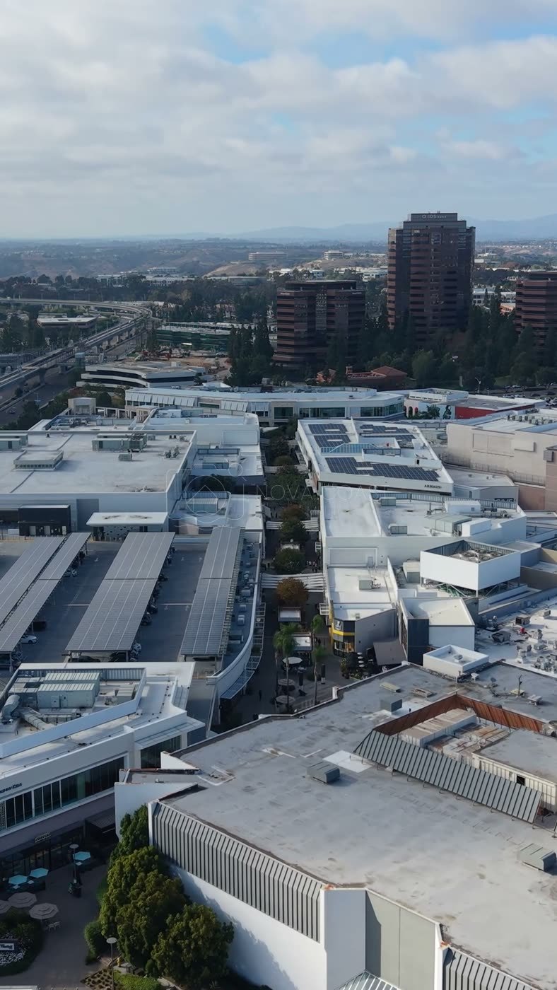 Westfield UTC Mall Complex and Solar Parking Decks from the Air – Elevated Perspective (Vertical)