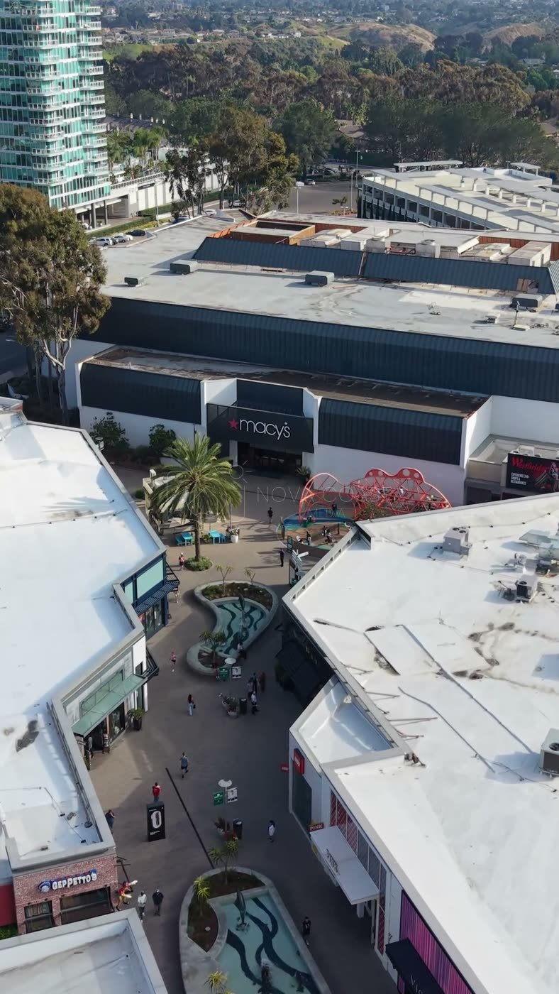 Rooftops of Westfield UTC Mall Beside the University City Towers – Wide Establishing Frame (Vertical)