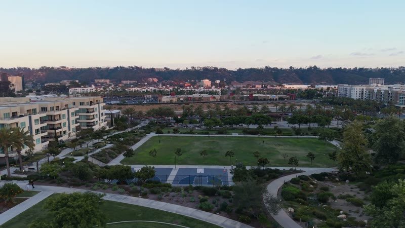 Civita Park Playground and Green Space Framed by Mission Valley Hills – Overhead Detail