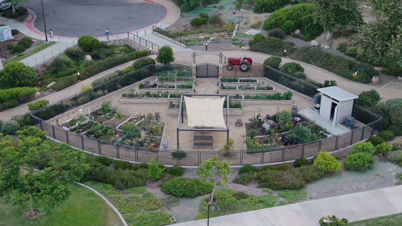 Overhead of the Civita Community Garden Plots and Shade Pavilion – Overhead Detail