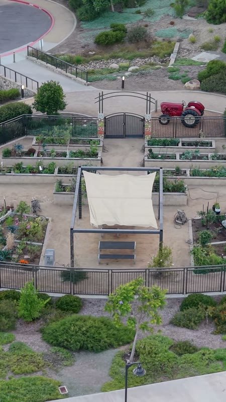 Overhead of the Civita Community Garden Plots and Shade Pavilion – Overhead Detail (Vertical)