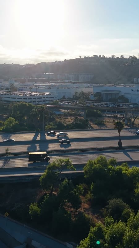Fashion Valley Mall and the Freeway Interchange Under Morning Sun (Vertical)
