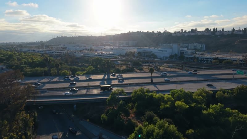 Fashion Valley Mall and the Freeway Interchange Under Morning Sun