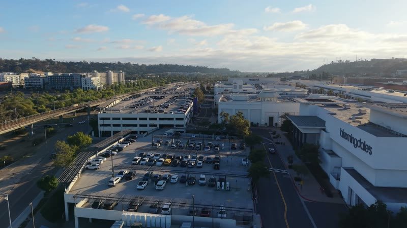 Fashion Valley Mall Shopping Complex and Trolley Line from Above