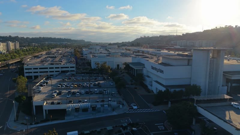 Aerial Approach to Bloomingdale’s at Fashion Valley Mall – High-Angle Panorama