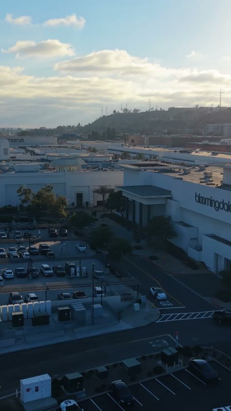 Aerial Approach to Bloomingdale’s at Fashion Valley Mall – Golden Hour Frame (Vertical)