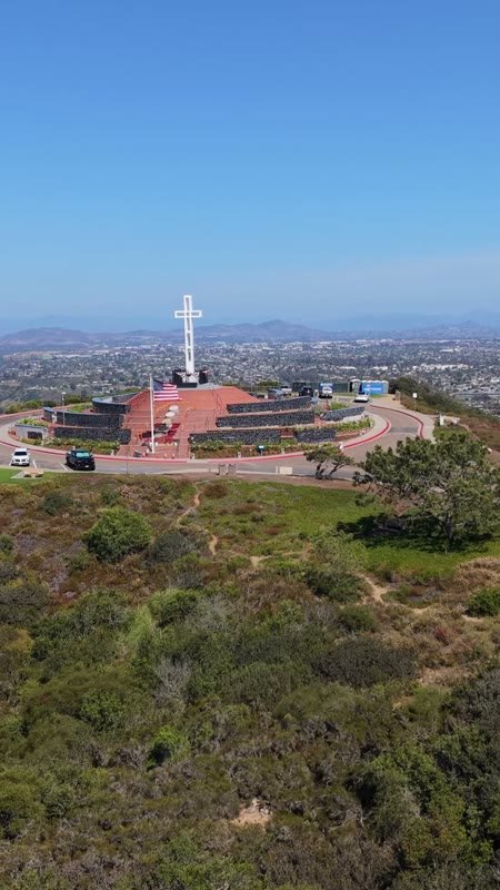 Mount Soledad Aerial Drone View 1 (Vertical)