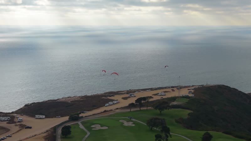 Paragliders Soaring Over the Pacific at Torrey Pines Gliderport