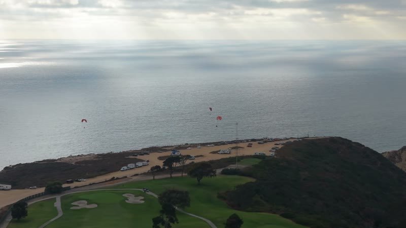 Paragliders Soaring Over the Pacific at Torrey Pines Gliderport – Golden Hour Frame