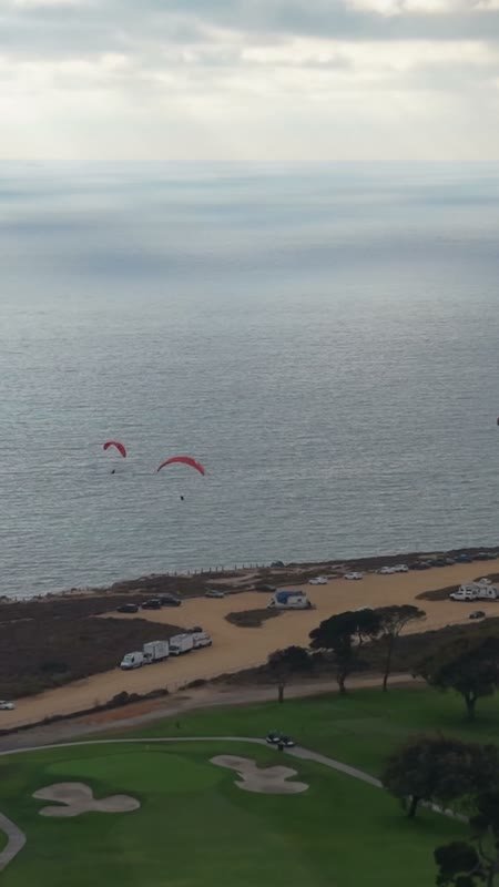 Paragliders Soaring Over the Pacific at Torrey Pines Gliderport – Elevated Perspective (Vertical)