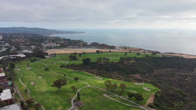 Torrey Pines Golf Course Fairways Above the La Jolla Coastline - Wide Establishing Frame