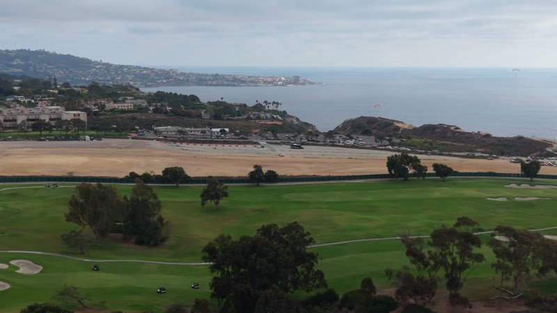 Torrey Pines Greens Above the Gliderport and La Jolla Cove – Wide Establishing Frame