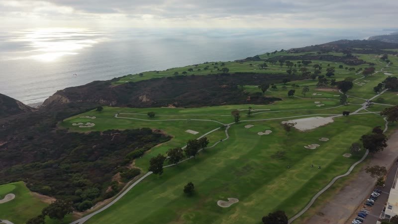 Clifftop Fairways of Torrey Pines Overlooking the Sunlit Pacific – Aerial View