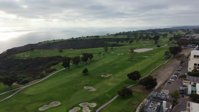 Oceanfront Holes at Torrey Pines Along the Bluff’s Edge – Aerial View
