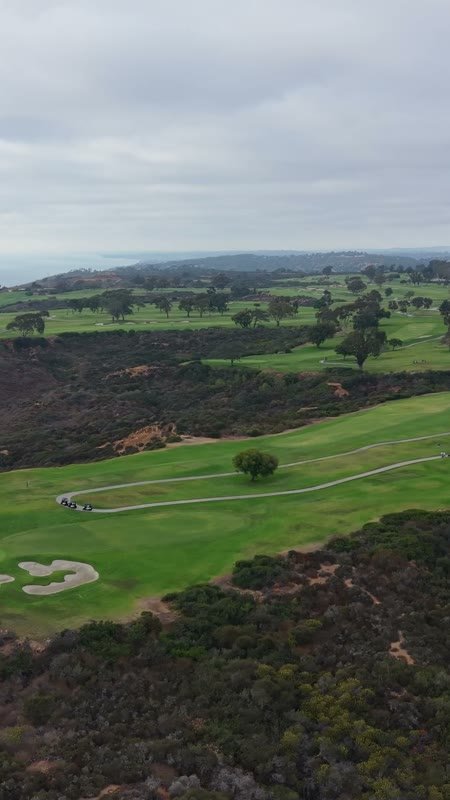 Sweeping View of Torrey Pines Golf Course and the Coastal Canyons – Wide Establishing Frame (Vertical)