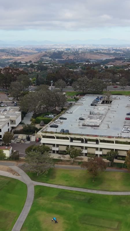 Torrey Pines Greens Beside the Science Park and Mesa Skyline – Overhead Detail (Vertical)