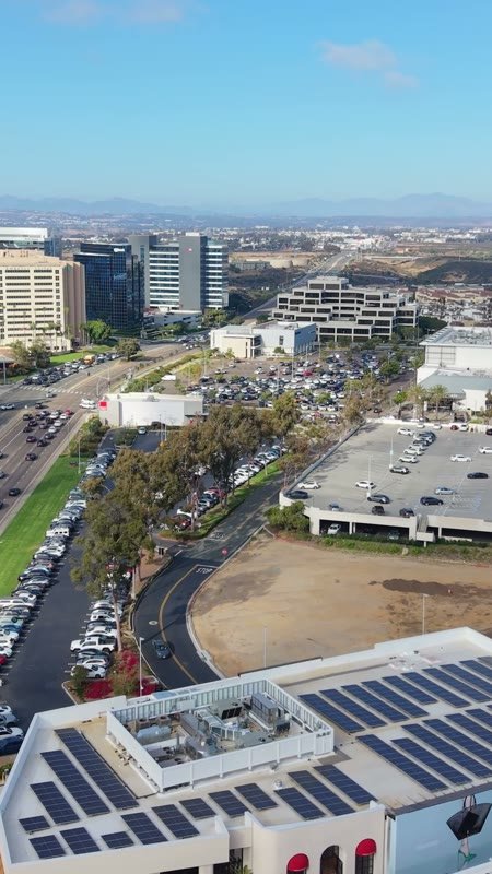 University Town Center Office Towers and Boulevard from Above (Vertical)